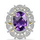 Goldplattierter Silberring mit marokkanischem Amethyst und weißem Topas
