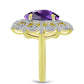 Goldplattierter Silberring mit marokkanischem Amethyst und weißem Topas