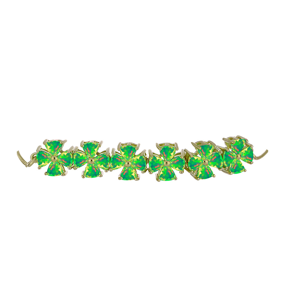 Goldplattiertes Silberarmband mit grünem äthiopischem Opal aus Lega Dembi