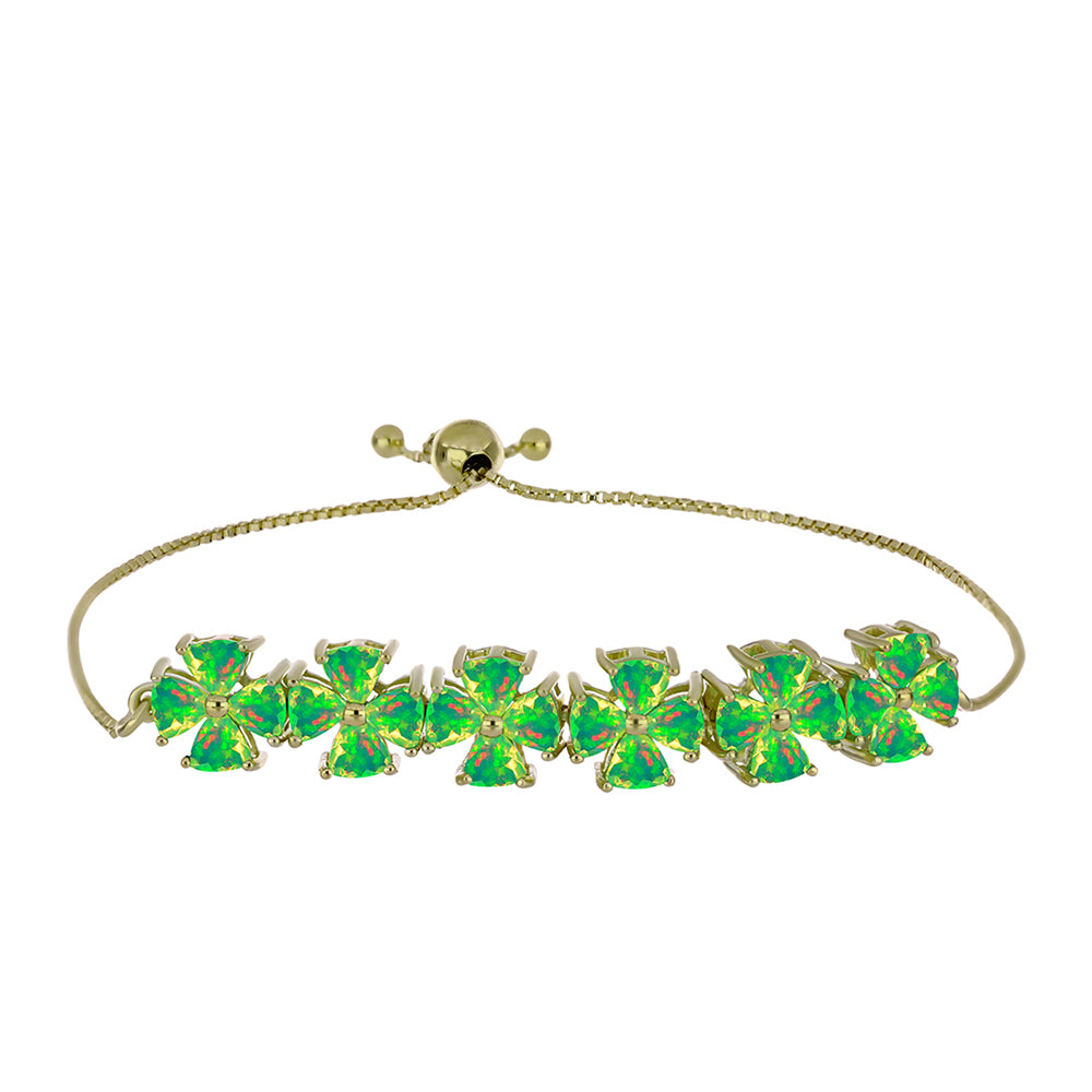 Goldplattiertes Silberarmband mit grünem äthiopischem Opal aus Lega Dembi 1 