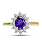 Goldplattierter Silberring mit marokkanischem Amethyst und weißem Topas