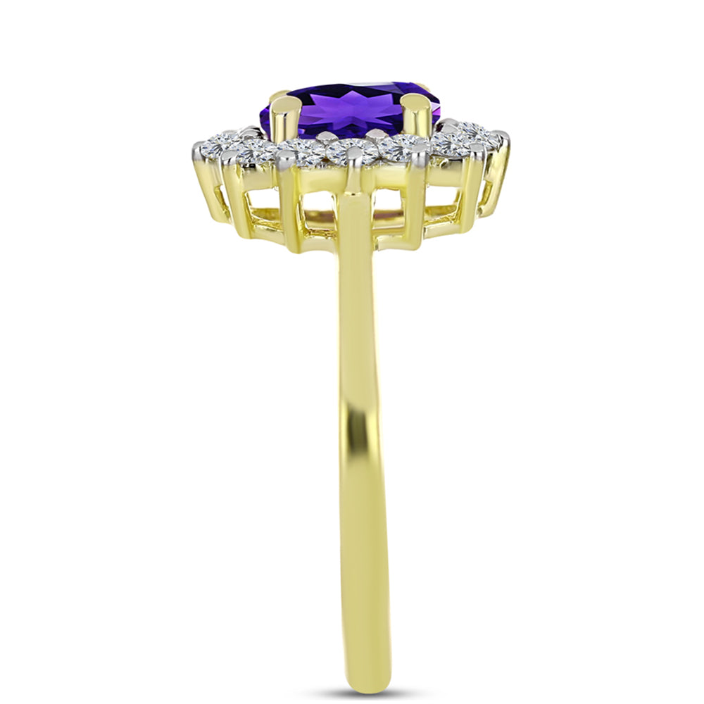 Goldplattierter Silberring mit marokkanischem Amethyst und weißem Topas 4 