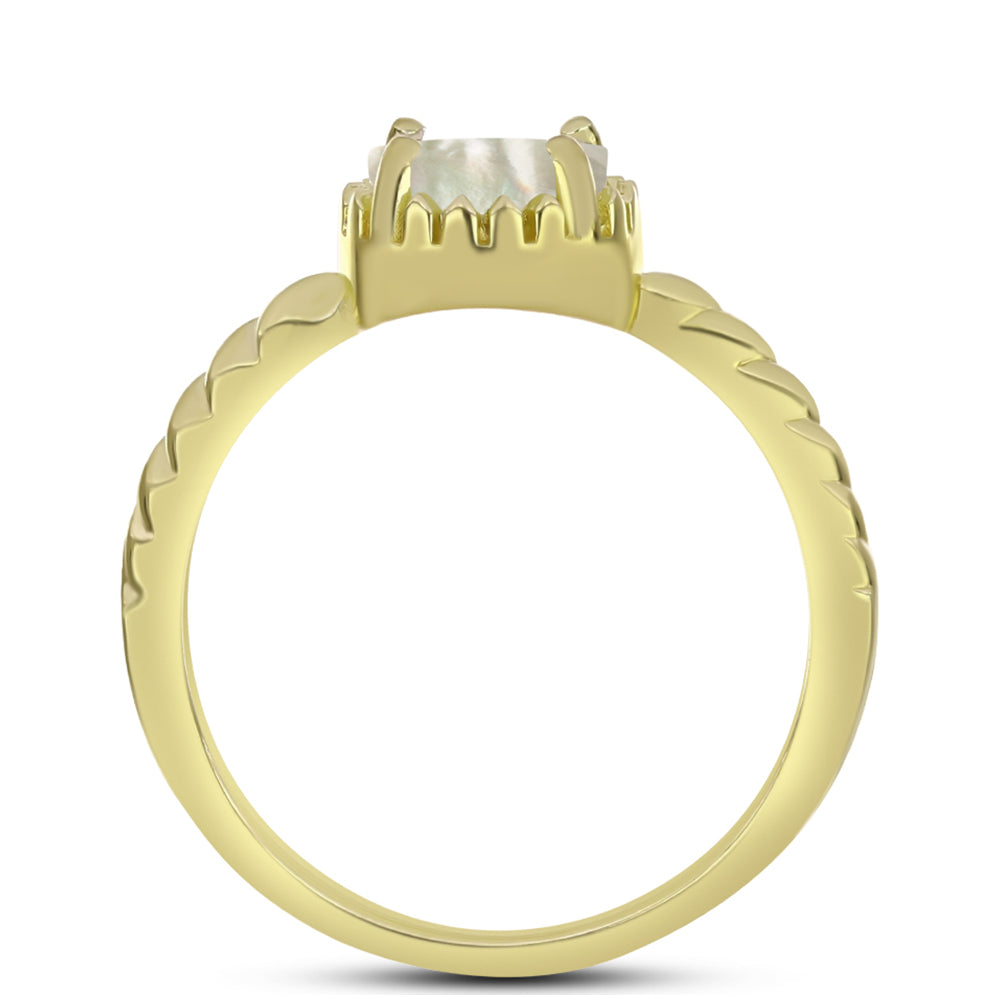 Goldplattierter Silberring mit Perlmutt