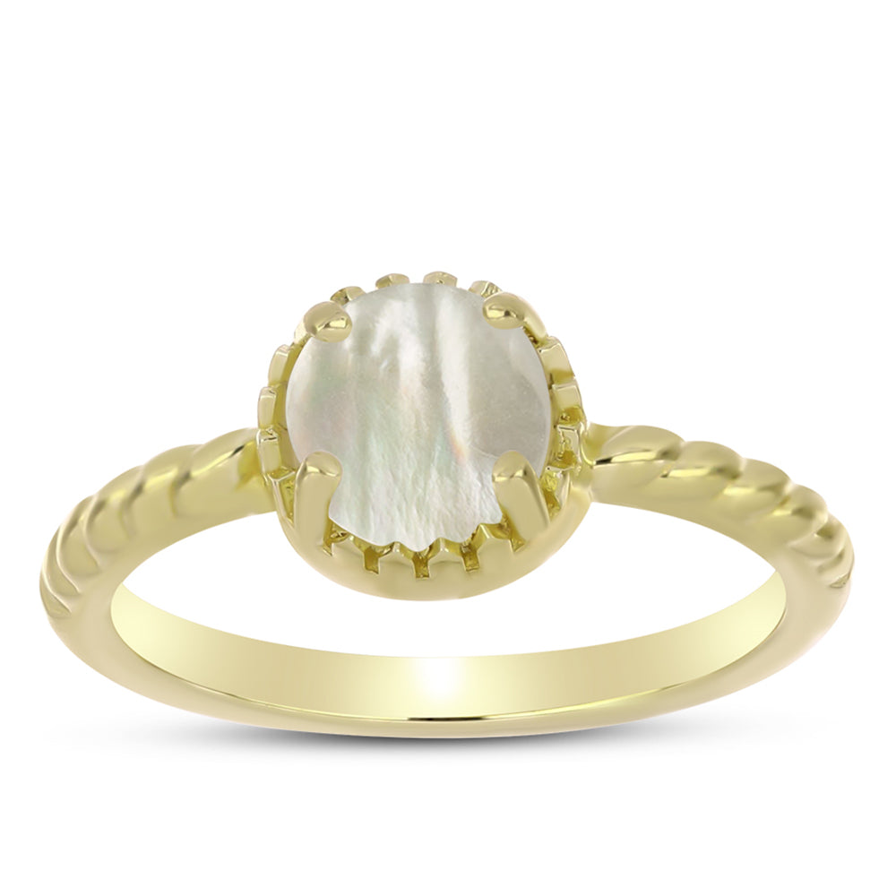 Goldplattierter Silberring mit Perlmutt