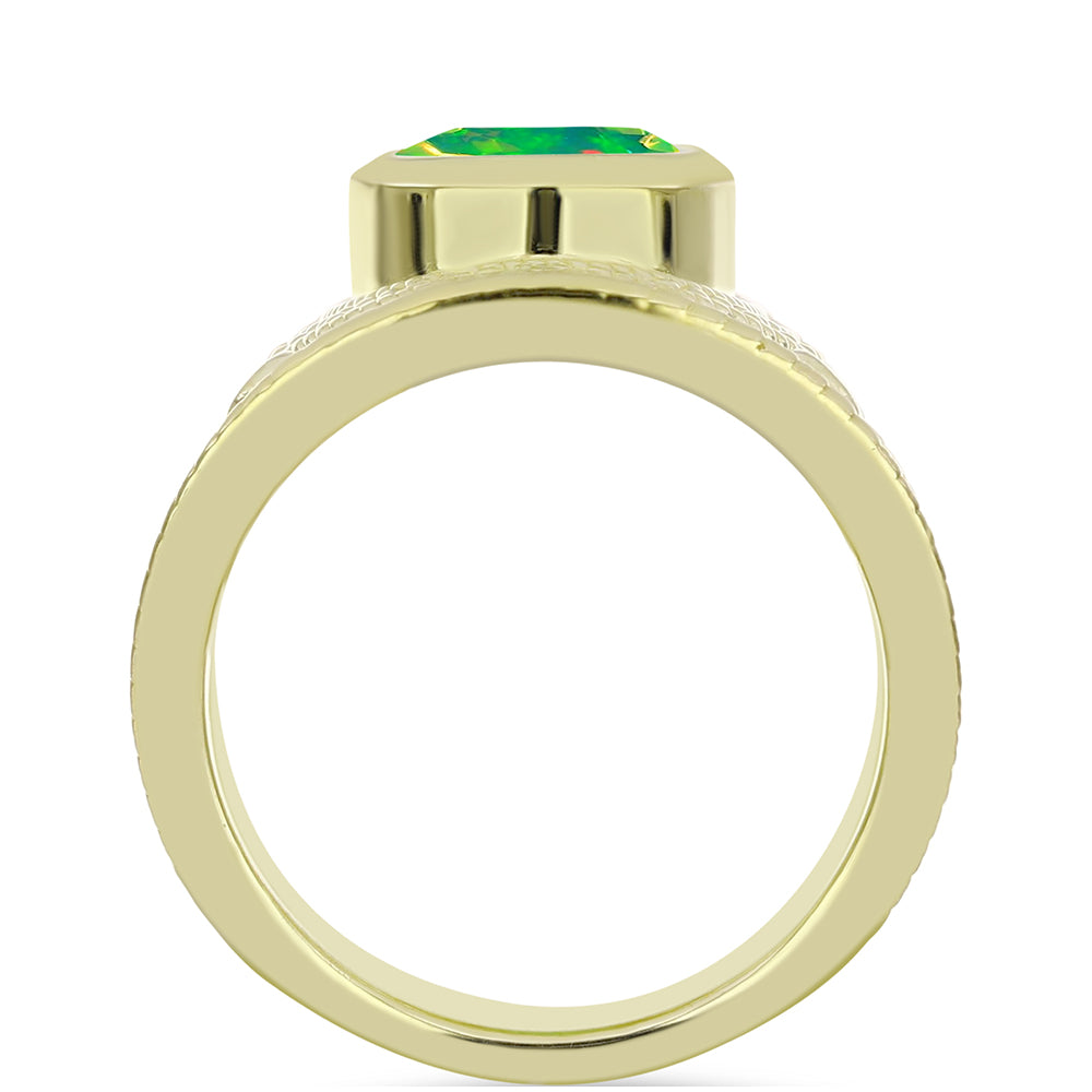 Goldplattierter Silberring mit grünem äthiopischem Opal aus Lega Dembi 2 