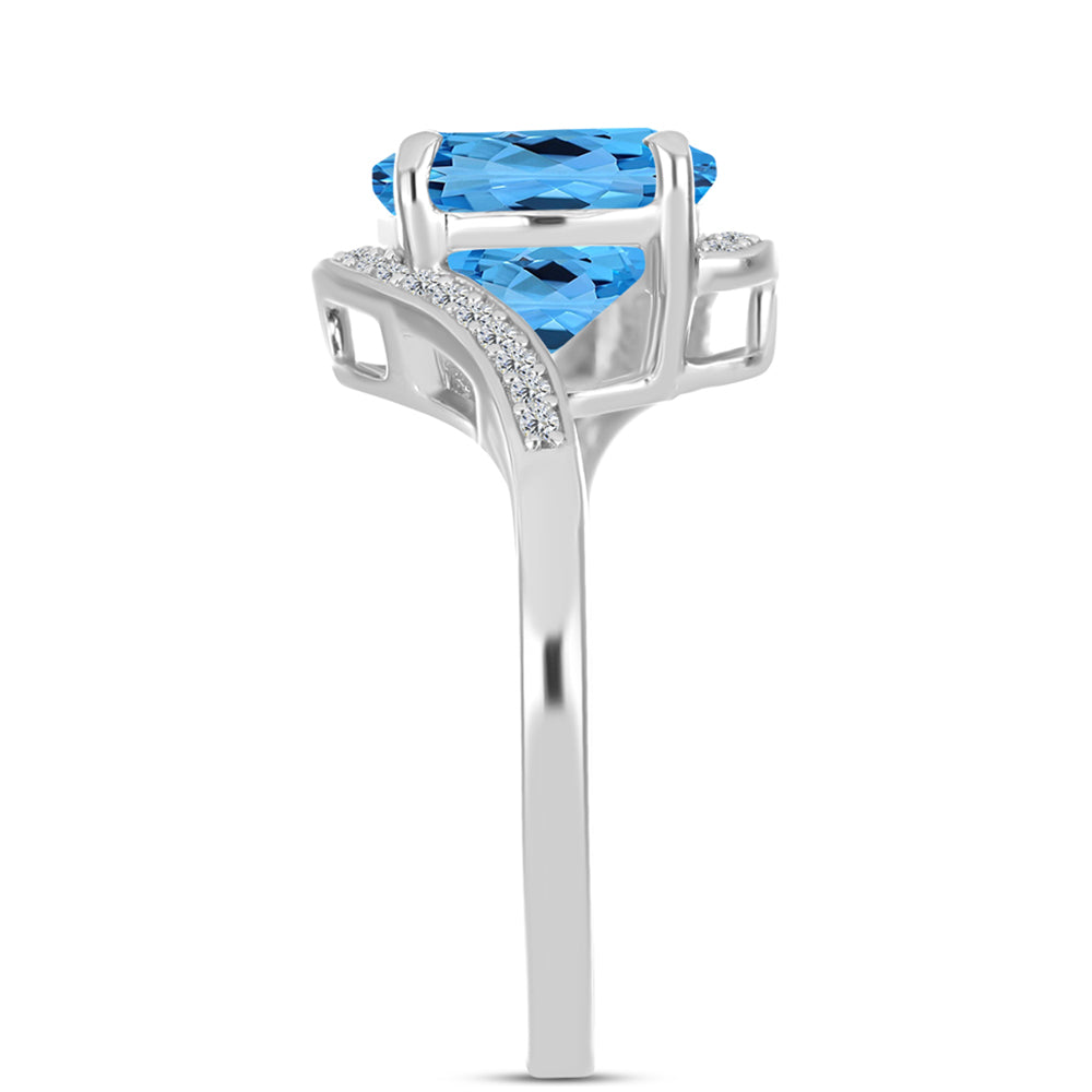 Silberring mit schweizerischem Blautopas und weißem Topas 4 