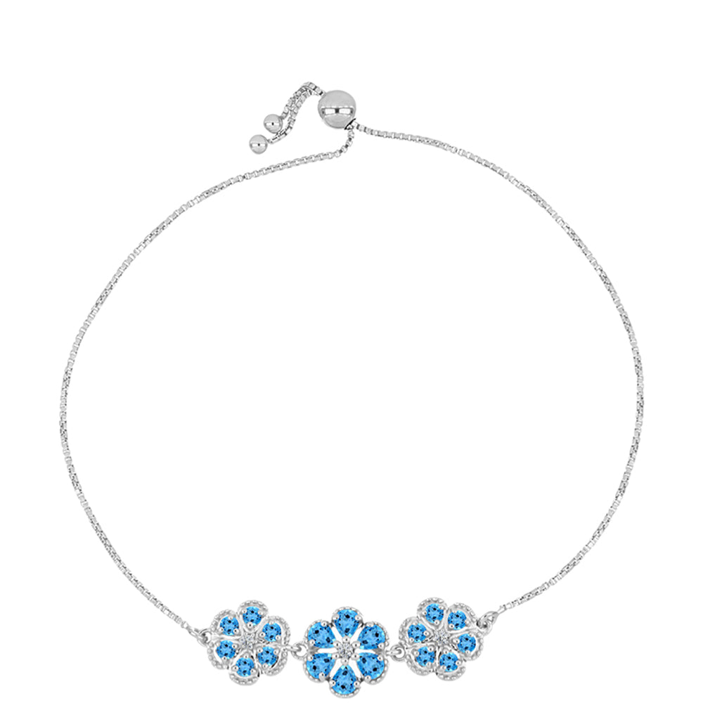 Silberarmband mit schweizerischem Blautopas und weißem Topas 1 