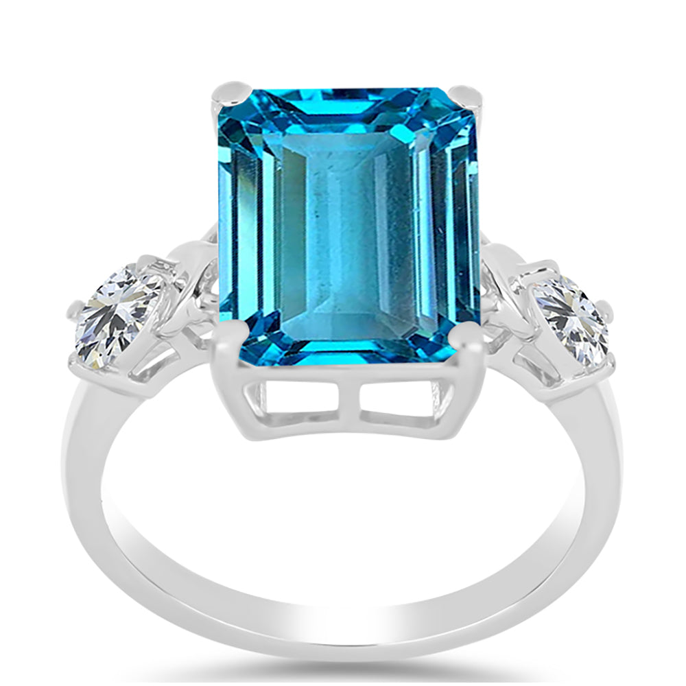 Silberring mit schweizerischem Blautopas und weißem Topas 3 