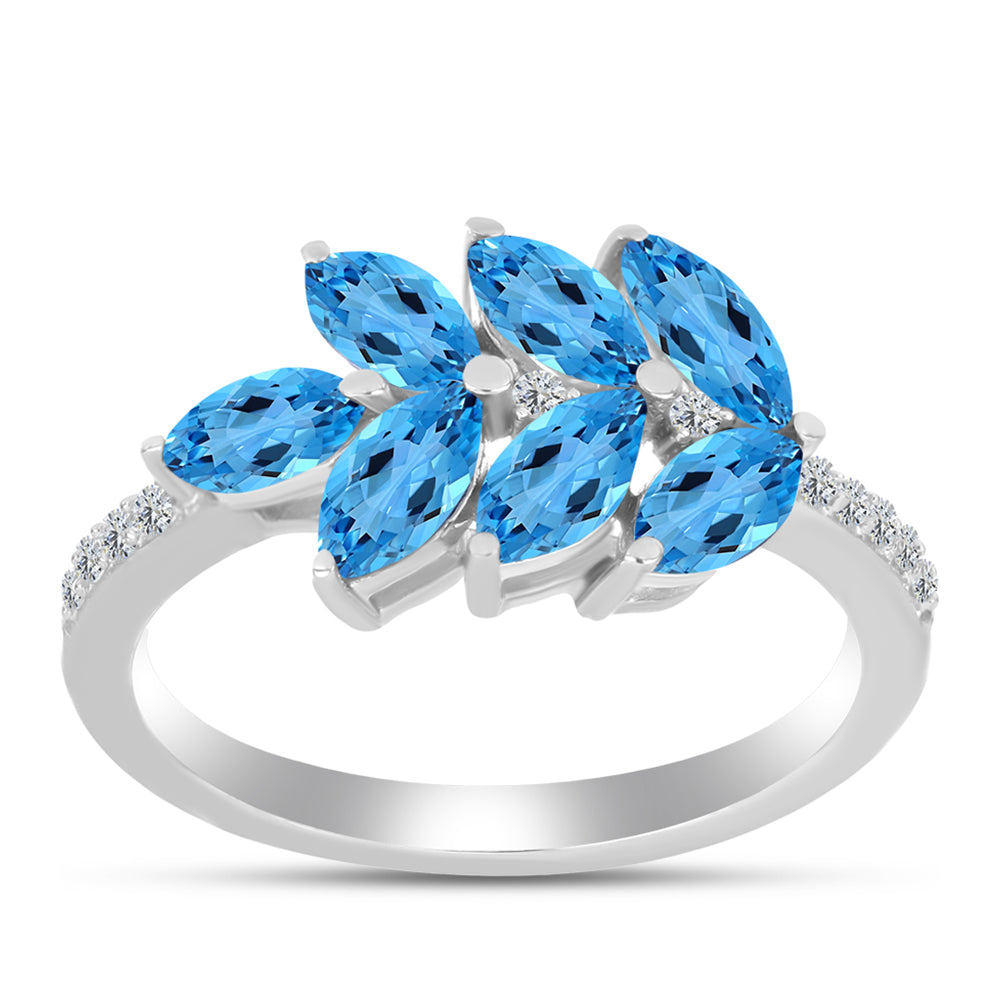 Silberring mit schweizerischem Blautopas und weißem Topas