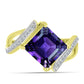 Goldplattierter Silberring mit marokkanischem Amethyst und weißem Topas