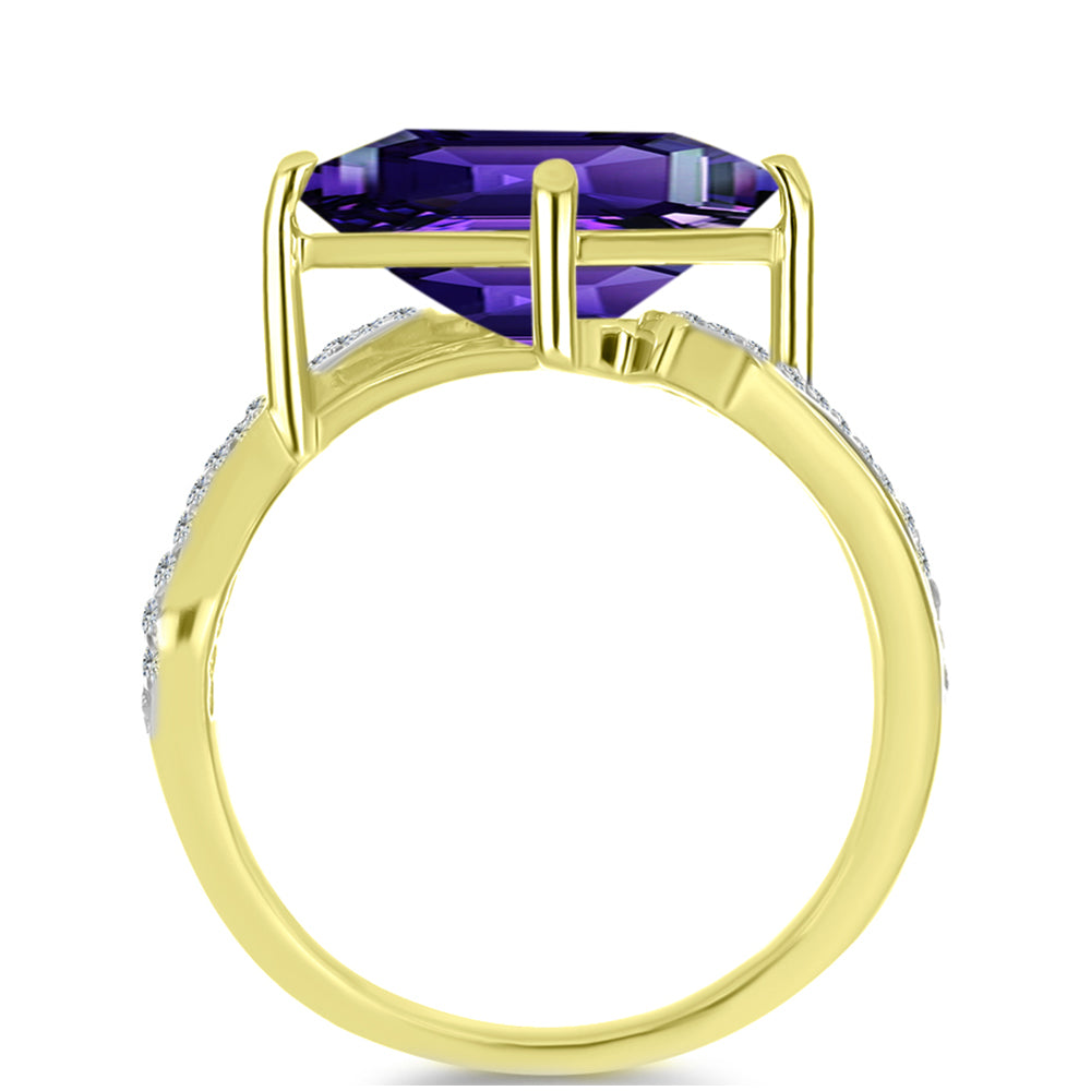 Goldplattierter Silberring mit marokkanischem Amethyst und weißem Topas 2 
