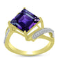 Goldplattierter Silberring mit marokkanischem Amethyst und weißem Topas