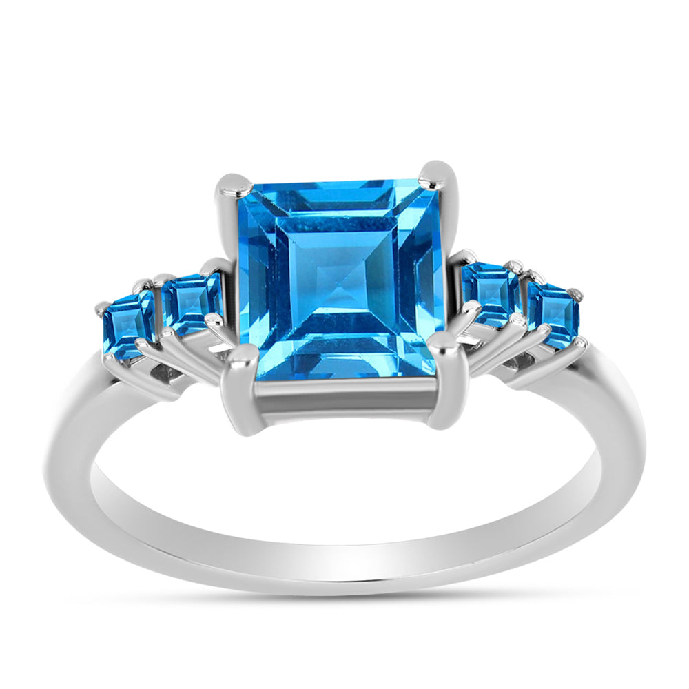 Silberring mit schweizerischem Blautopas 3 