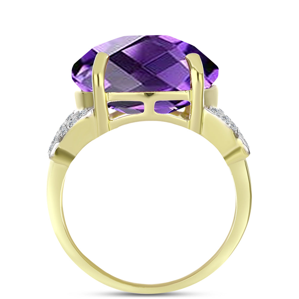 Goldplattierter Silberring mit marokkanischem Amethyst und weißem Topas 2 