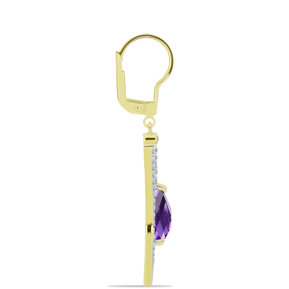 Goldplattierte Silberohrringe mit marokkanischem Amethyst und weißem Topas 2 