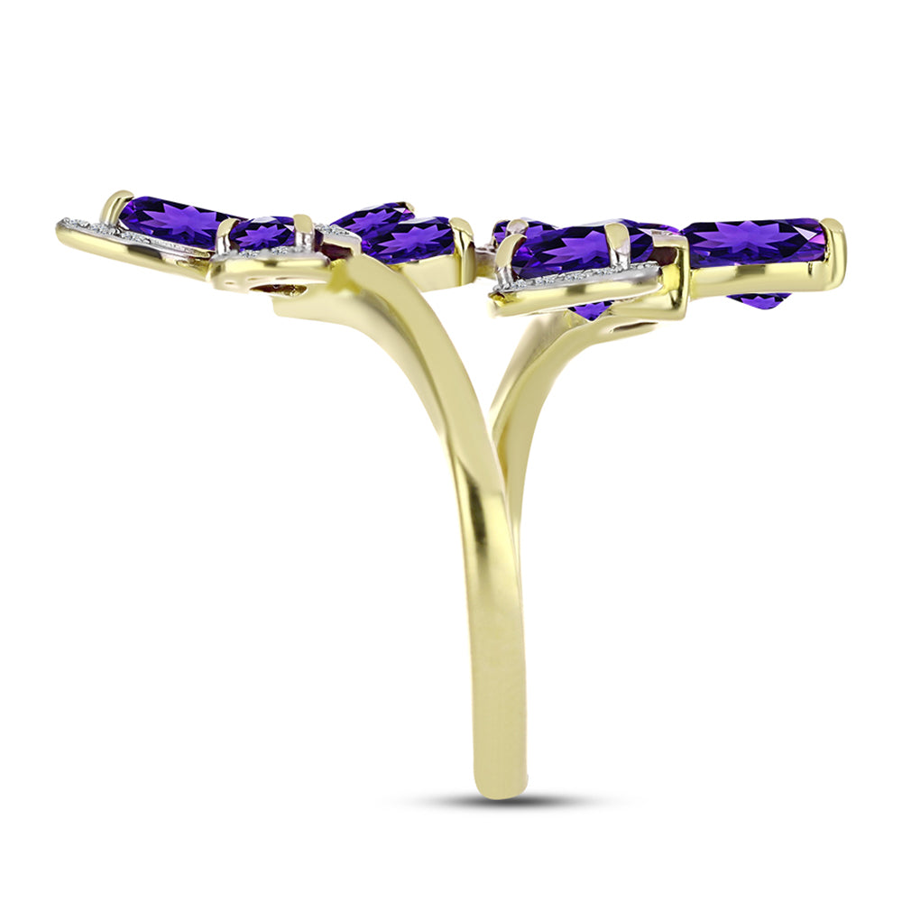 Goldplattierter Silberring mit marokkanischem Amethyst und weißem Topas 4 