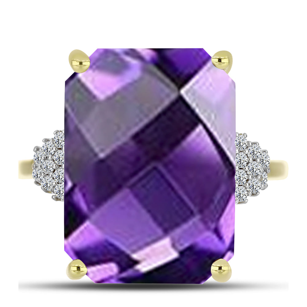 Goldplattierter Silberring mit marokkanischem Amethyst und weißem Topas 1 