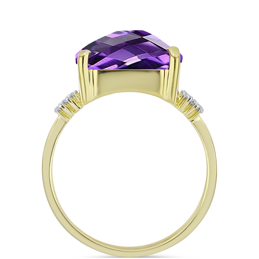 Goldplattierter Silberring mit marokkanischem Amethyst und weißem Topas 2 