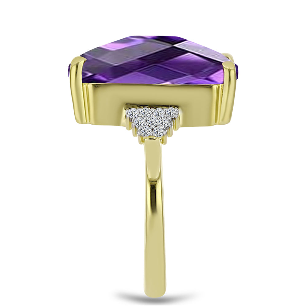 Goldplattierter Silberring mit marokkanischem Amethyst und weißem Topas 4 