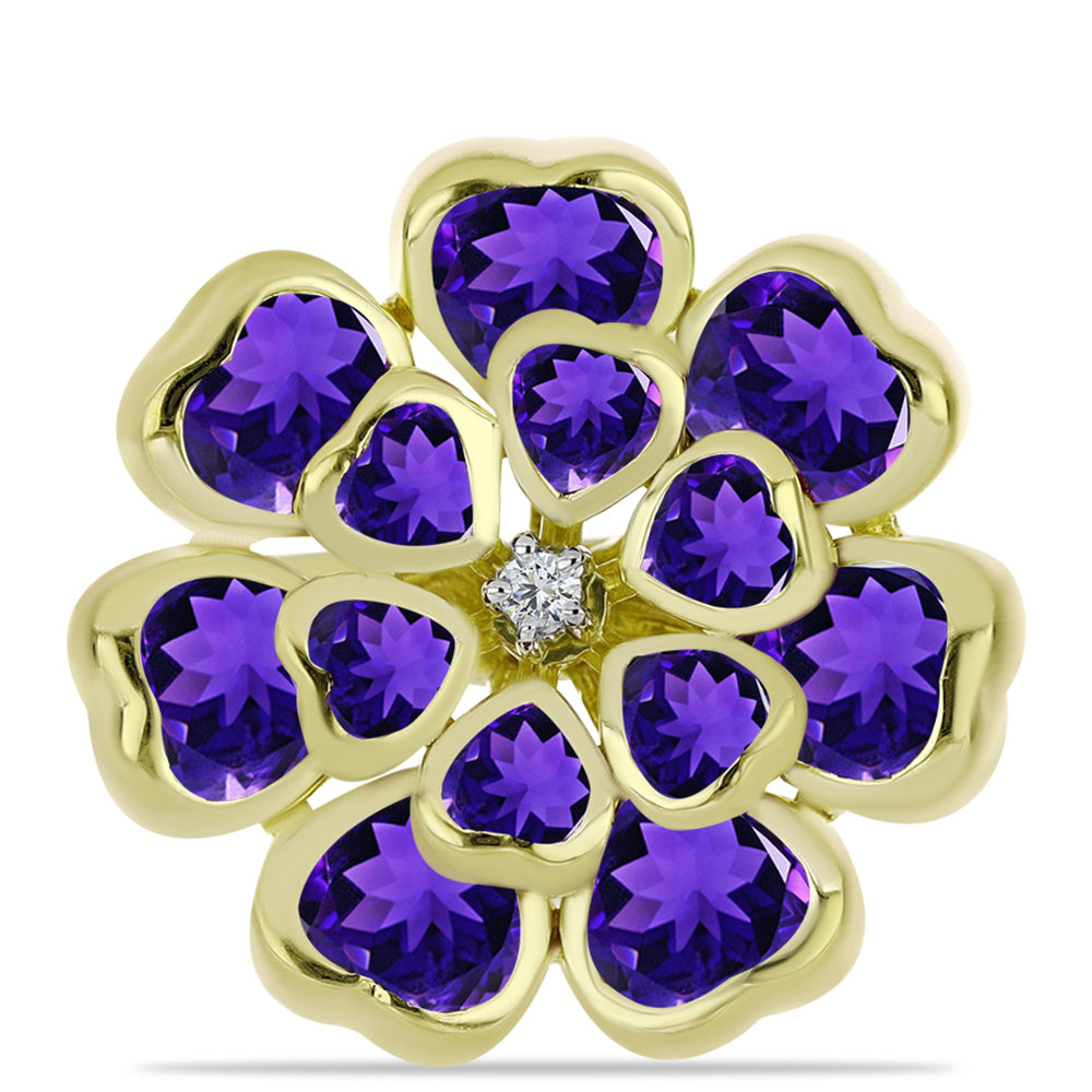Goldplattierter Silberring mit marokkanischem Amethyst und weißem Topas