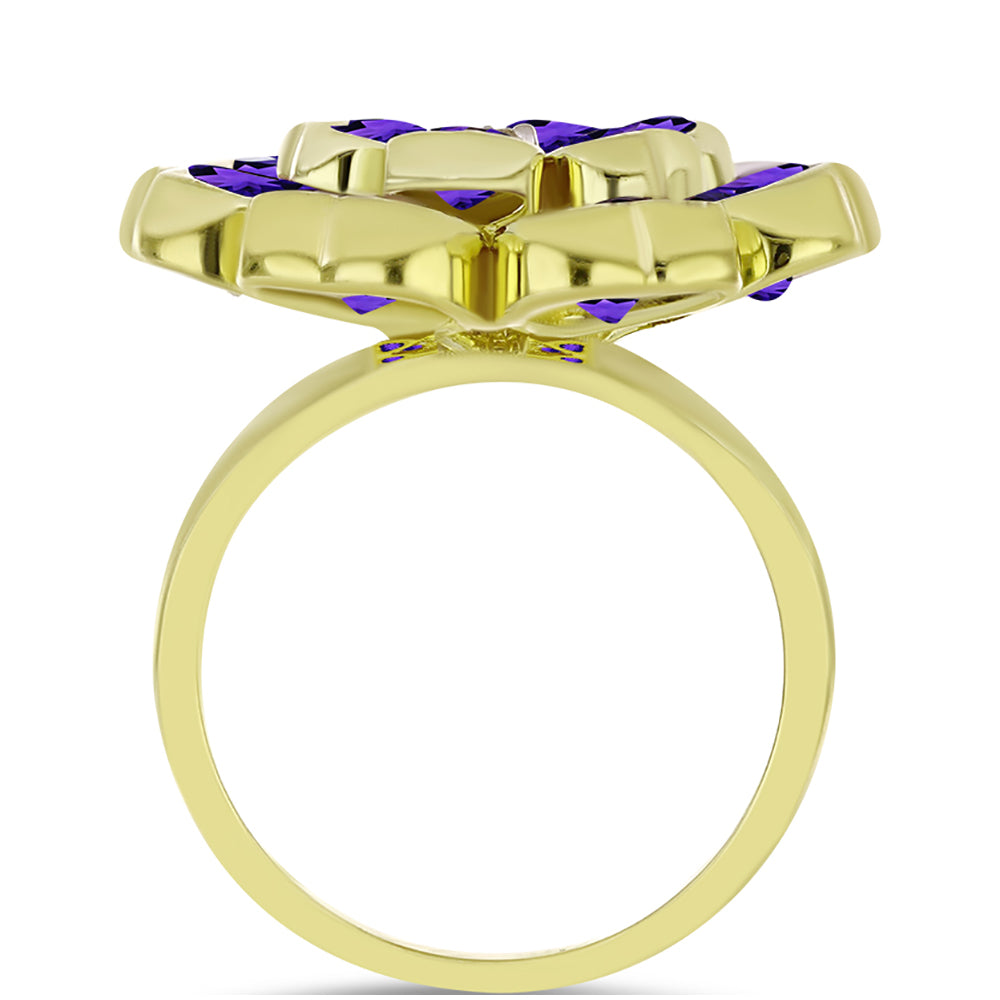 Goldplattierter Silberring mit marokkanischem Amethyst und weißem Topas