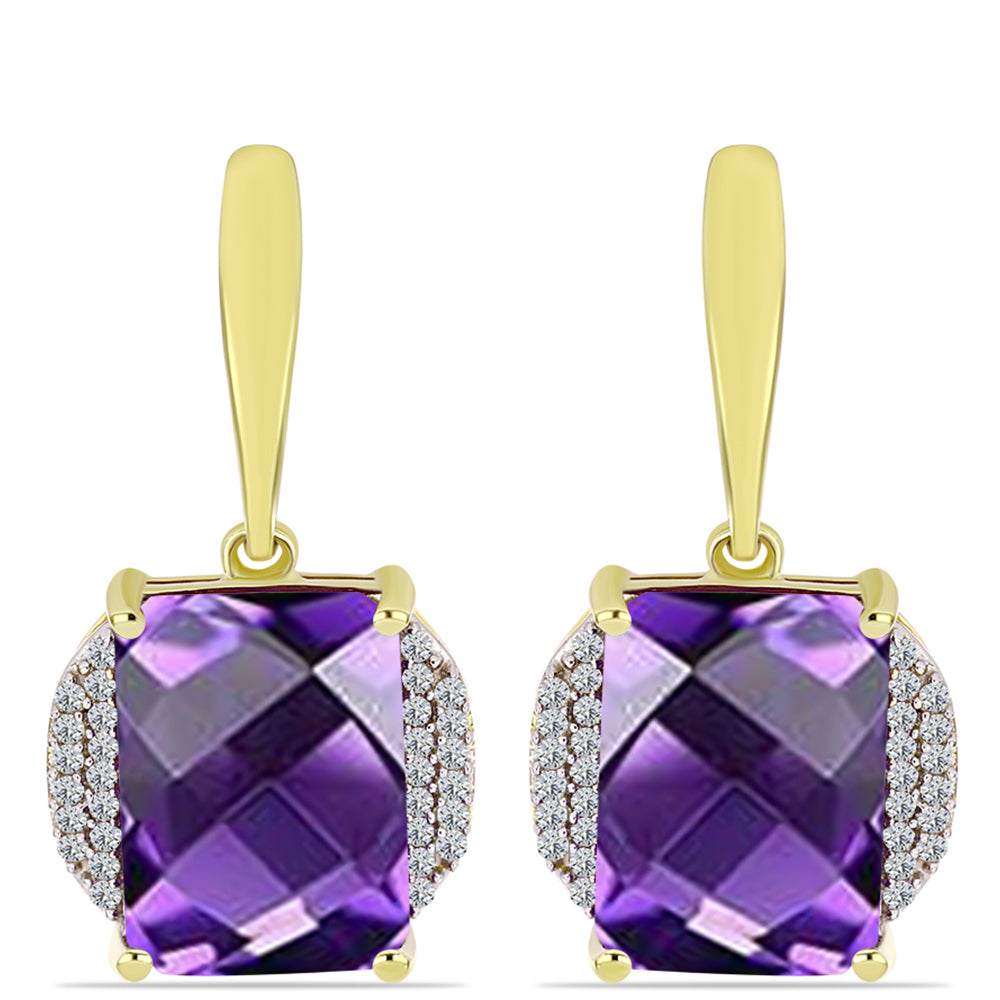 Goldplattierte Silberohrringe mit marokkanischem Amethyst und weißem Topas 1 
