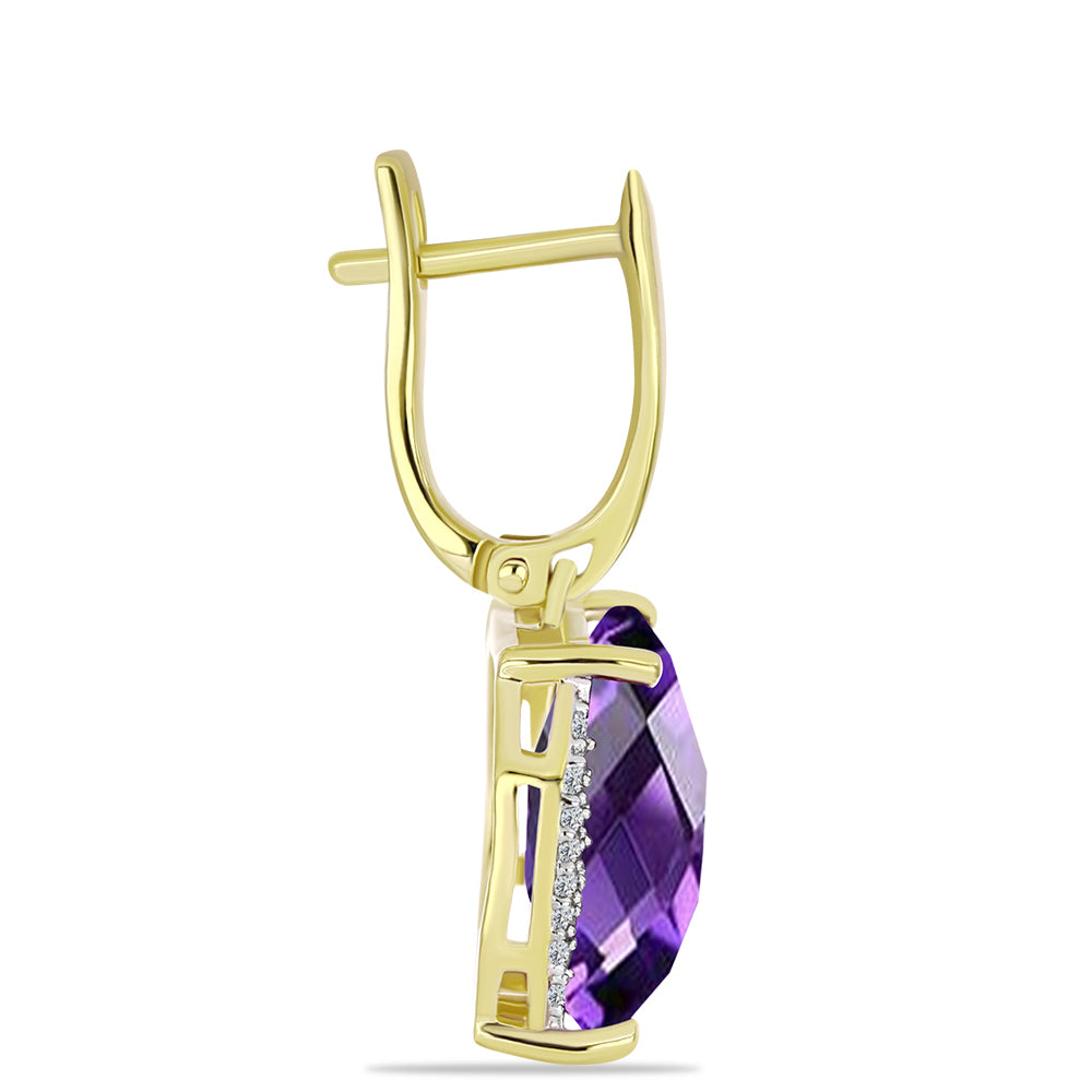 Goldplattierte Silberohrringe mit marokkanischem Amethyst und weißem Topas 2 
