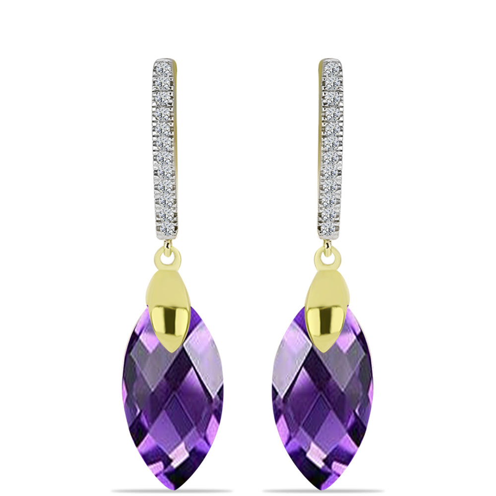 Goldplattierte Silberohrringe mit marokkanischem Amethyst und weißem Topas