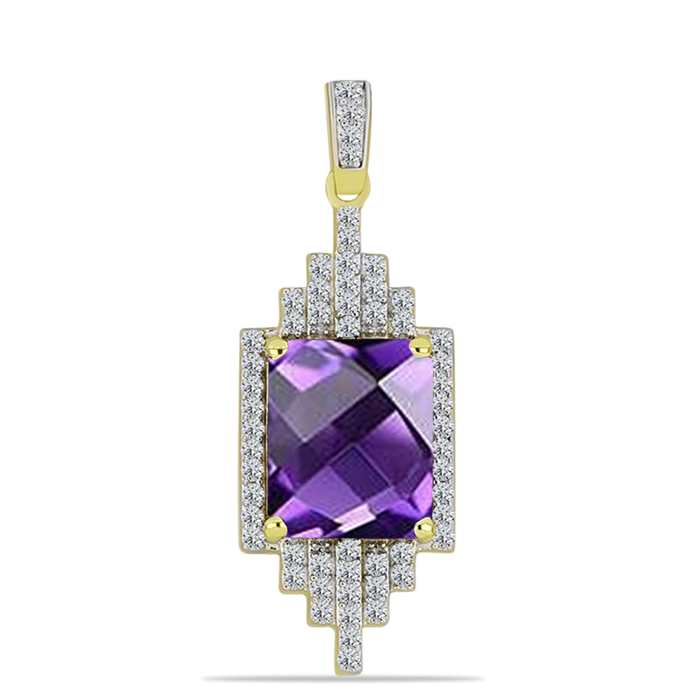 Goldplattierter Silberanhänger mit marokkanischem Amethyst und weißem Topas 1 