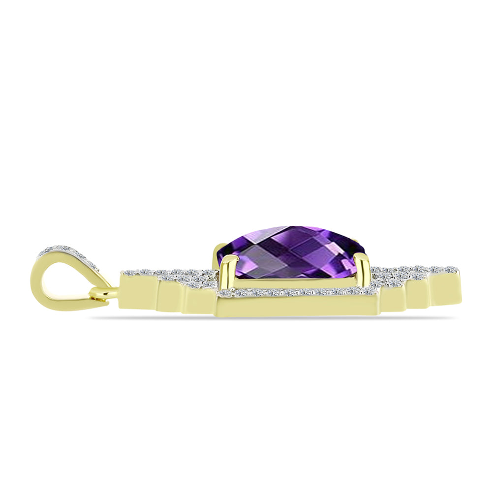 Goldplattierter Silberanhänger mit marokkanischem Amethyst und weißem Topas 2 