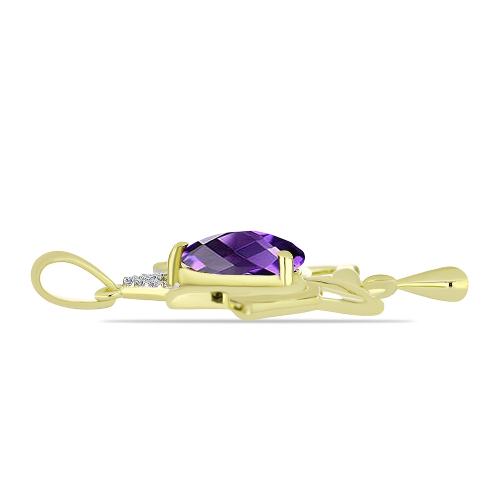 Goldplattierter Silberanhänger mit marokkanischem Amethyst und weißem Topas 2 