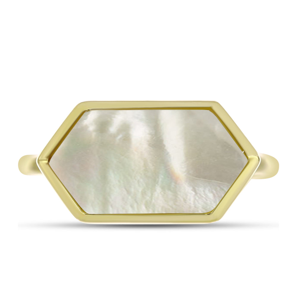 Goldplattierter Silberring mit Perlmutt