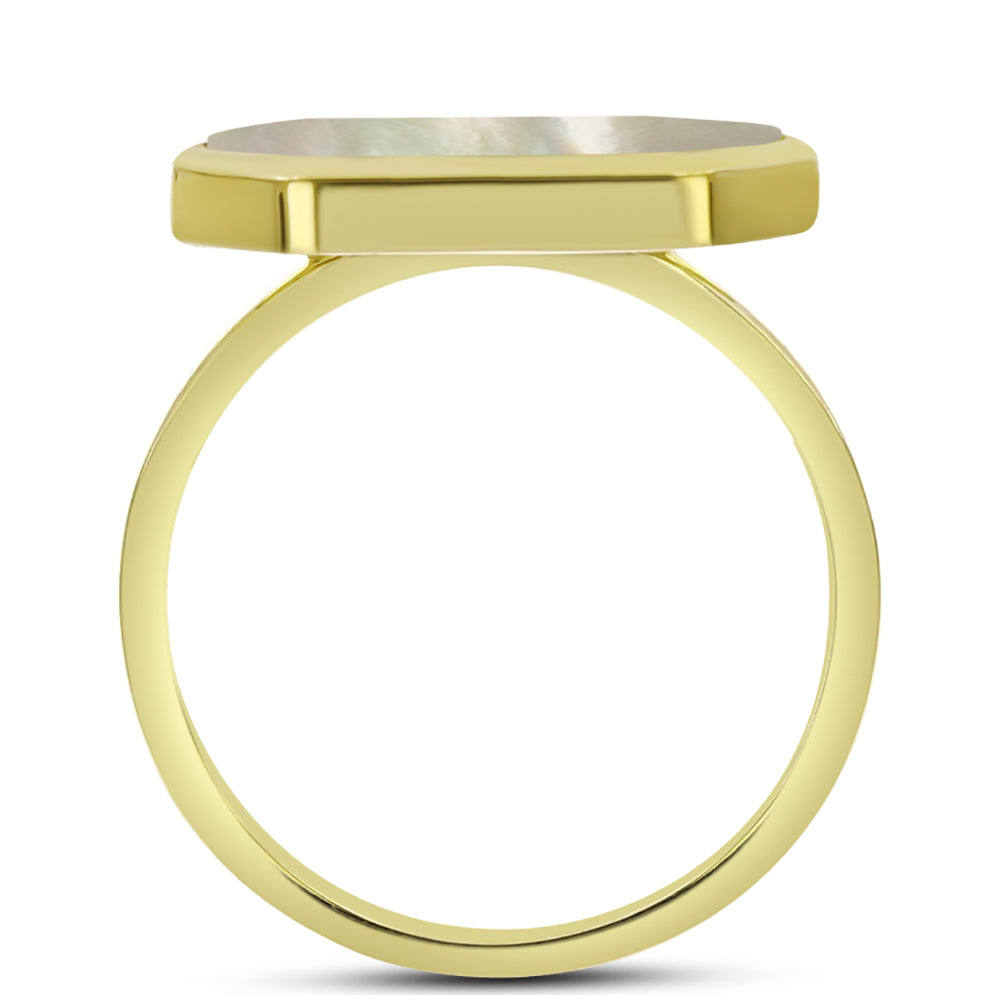 Goldplattierter Silberring mit Perlmutt 2 
