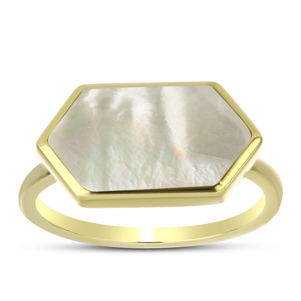 Goldplattierter Silberring mit Perlmutt 3 