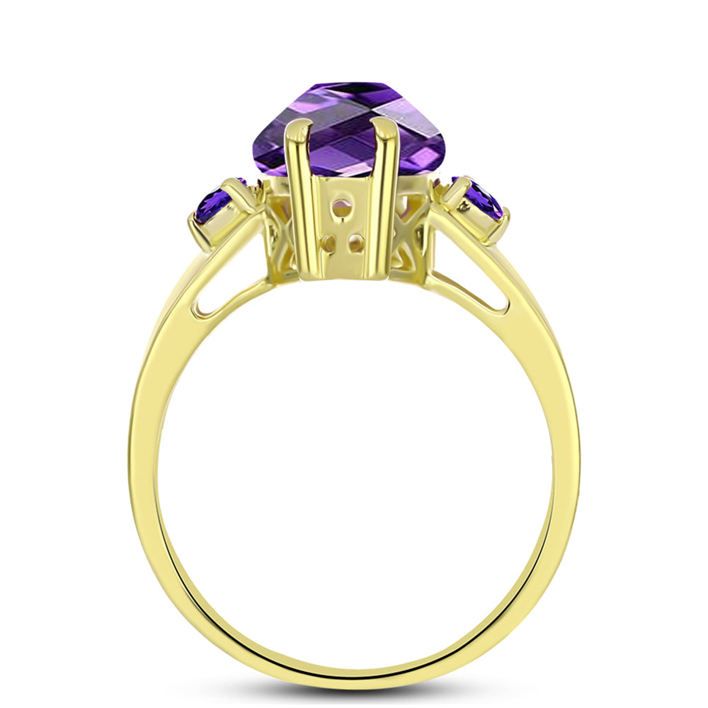Goldplattierter Silberring mit marokkanischem Amethyst 2 