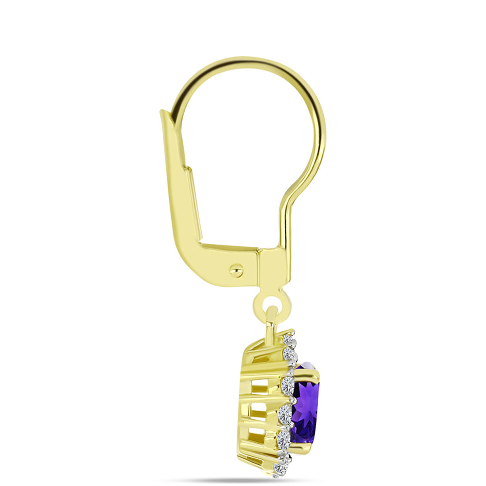 Goldplattierte Silberohrringe mit marokkanischem Amethyst und weißem Topas