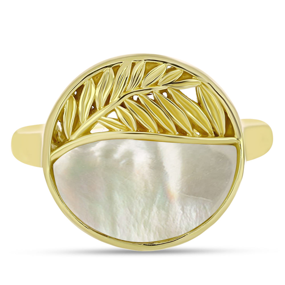 Goldplattierter Silberring mit Perlmutt 1 