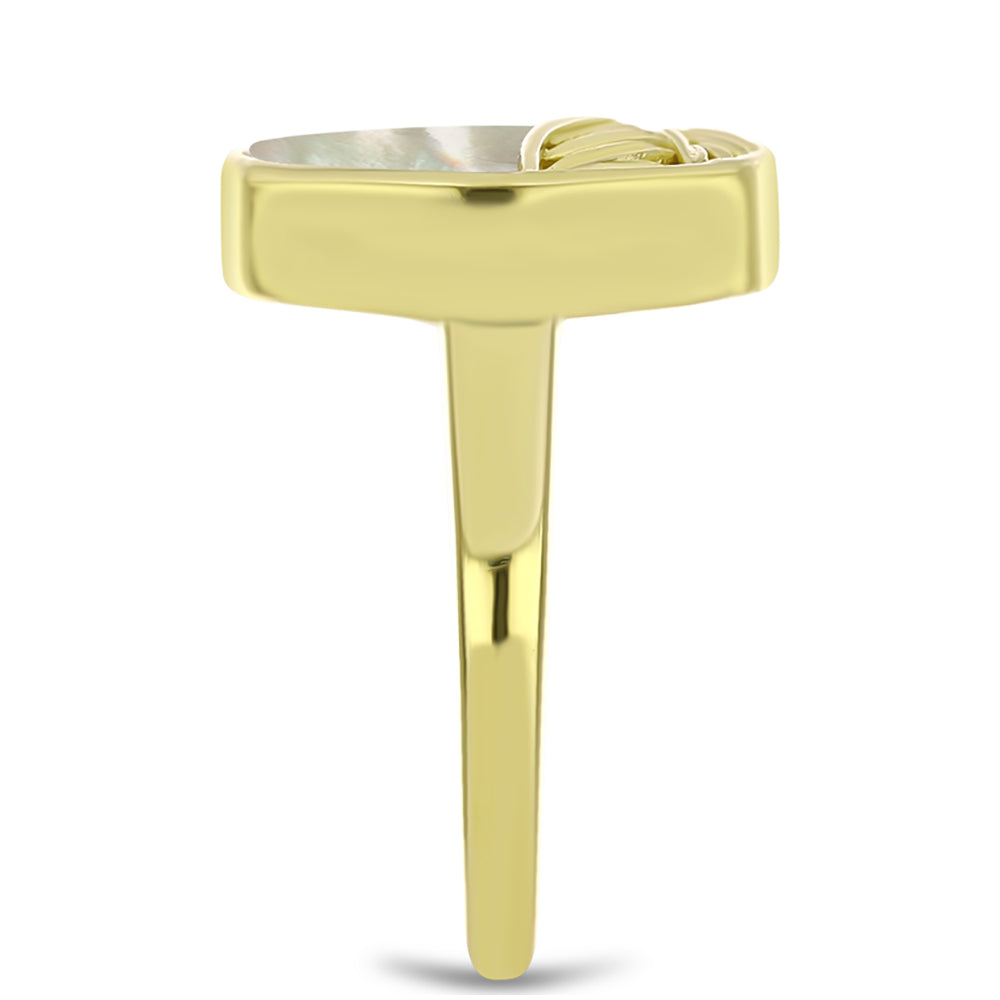 Goldplattierter Silberring mit Perlmutt 4 