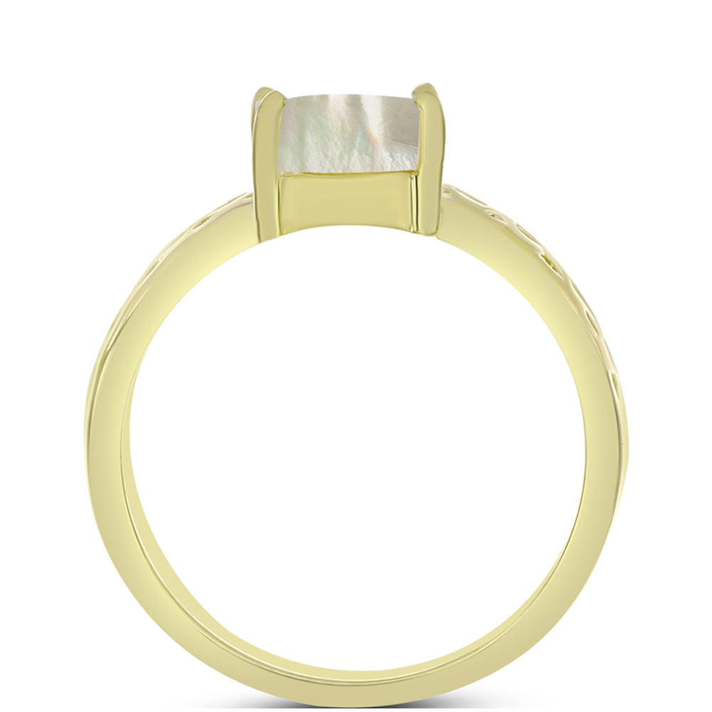 Goldplattierter Silberring mit Perlmutt 2 