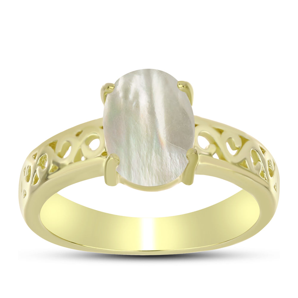 Goldplattierter Silberring mit Perlmutt 3 