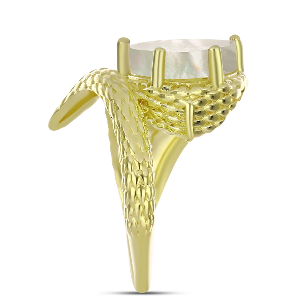 Goldplattierter Silberring mit Perlmutt 4 