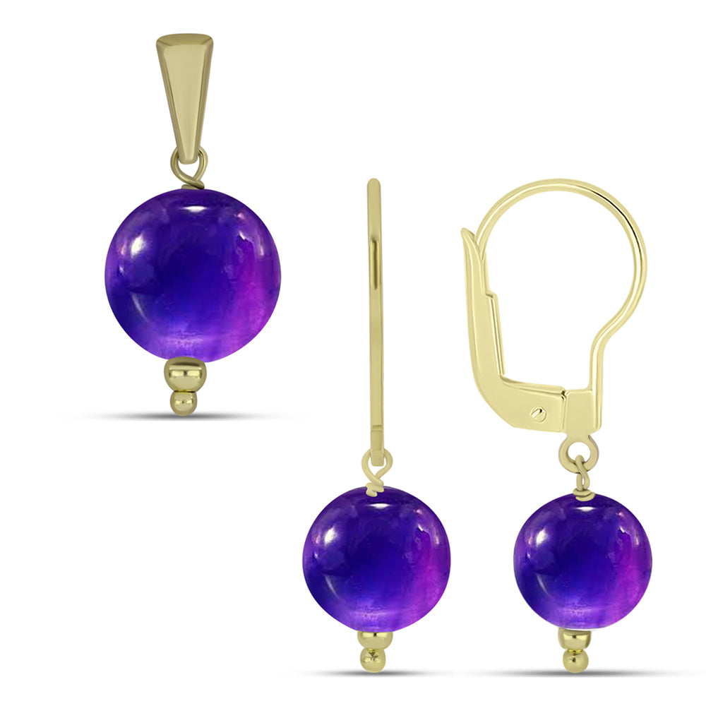 schmuckgarnitur aus Goldplattierte Silber mit marokkanischem Amethyst