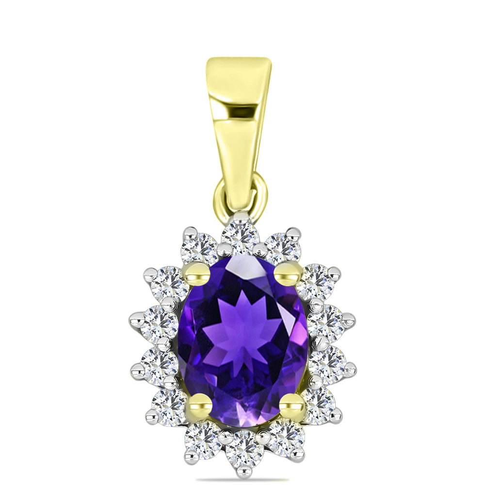 Goldplattierter Silberanhänger mit marokkanischem Amethyst und weißem Topas 1 