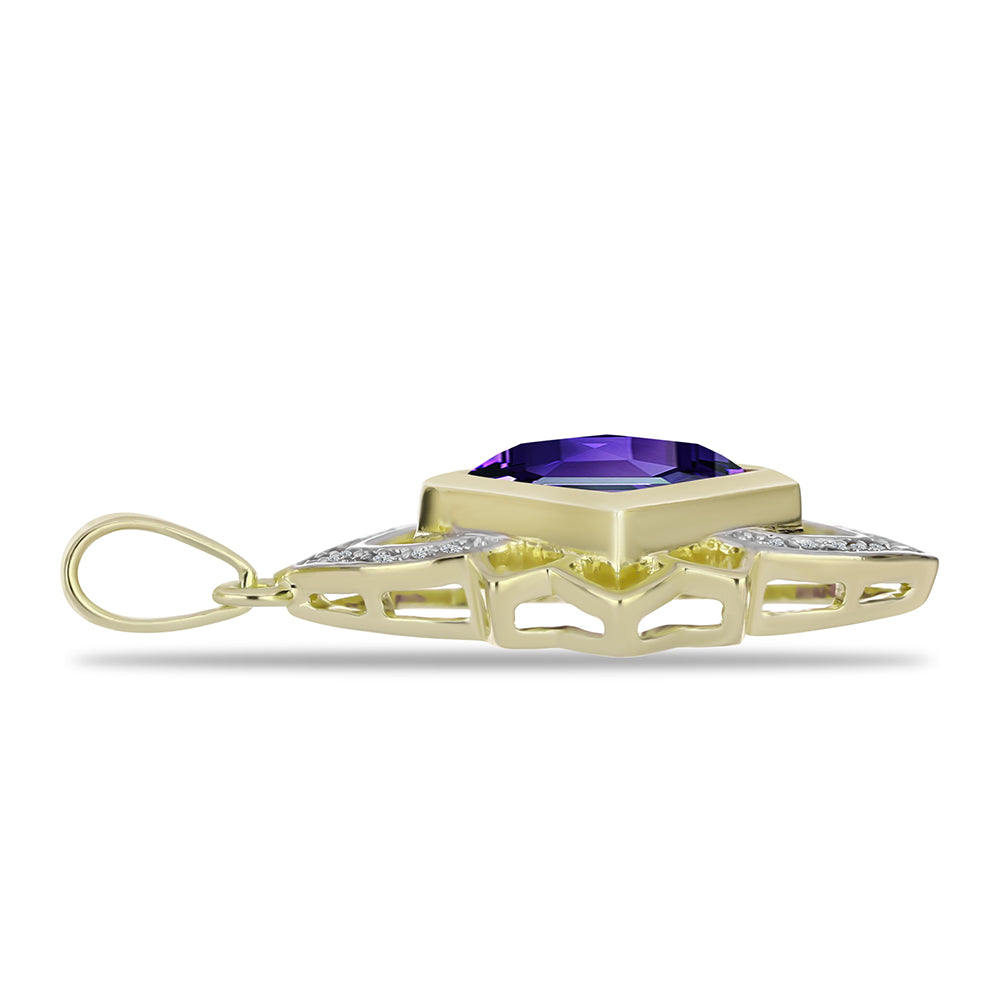 Goldplattierter Silberanhänger mit marokkanischem Amethyst und weißem Topas