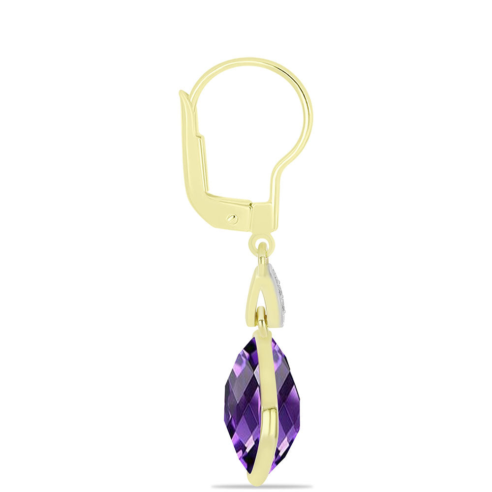 Goldplattierte Silberohrringe mit marokkanischem Amethyst und weißem Topas