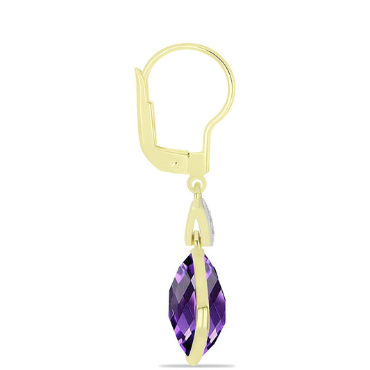 Goldplattierte Silberohrringe mit marokkanischem Amethyst und weißem Topas