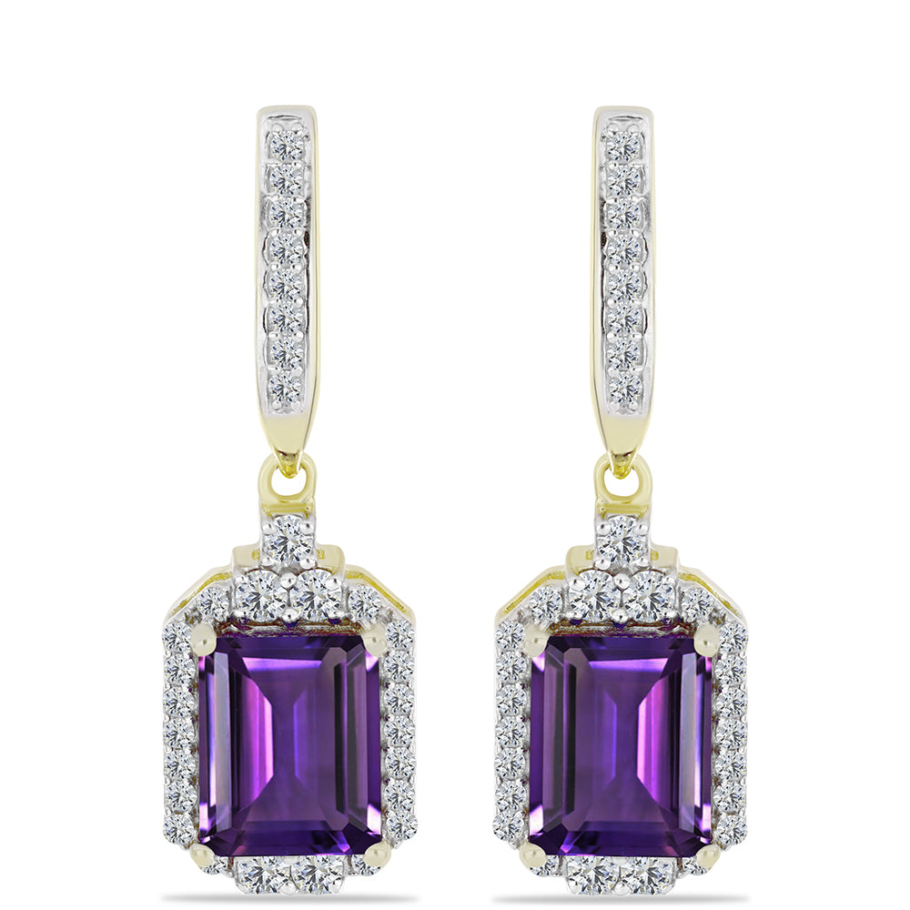 Goldplattierte Silberohrringe mit marokkanischem Amethyst und weißem Topas 1 
