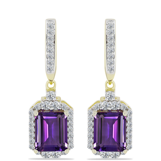 Goldplattierte Silberohrringe mit marokkanischem Amethyst und weißem Topas