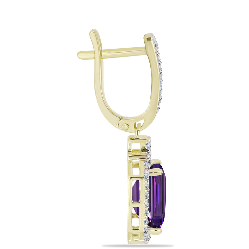 Goldplattierte Silberohrringe mit marokkanischem Amethyst und weißem Topas 2 