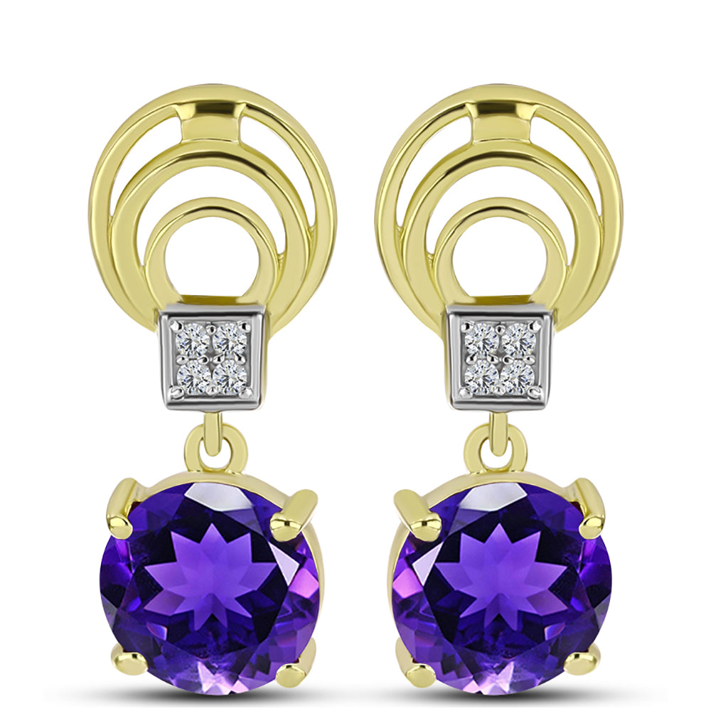 Goldplattierte Silberohrringe mit marokkanischem Amethyst und weißem Topas 1 